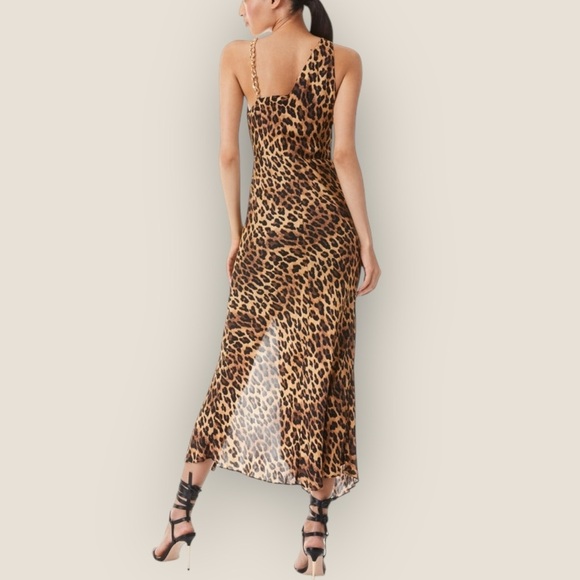 Alice + Olivia | Harmony Leopard Print One Shoulder Slip Dress | Size 2 - Picture 4 of 8